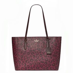 ♠️ Kate Spade Schuyler Leopard Medium Tote Red Multi NWT